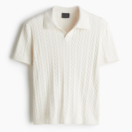 Men Rib Knit Polo T-Shirt
