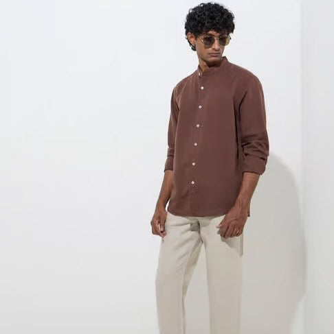 Bruńe Collar Linen Solid Shirt